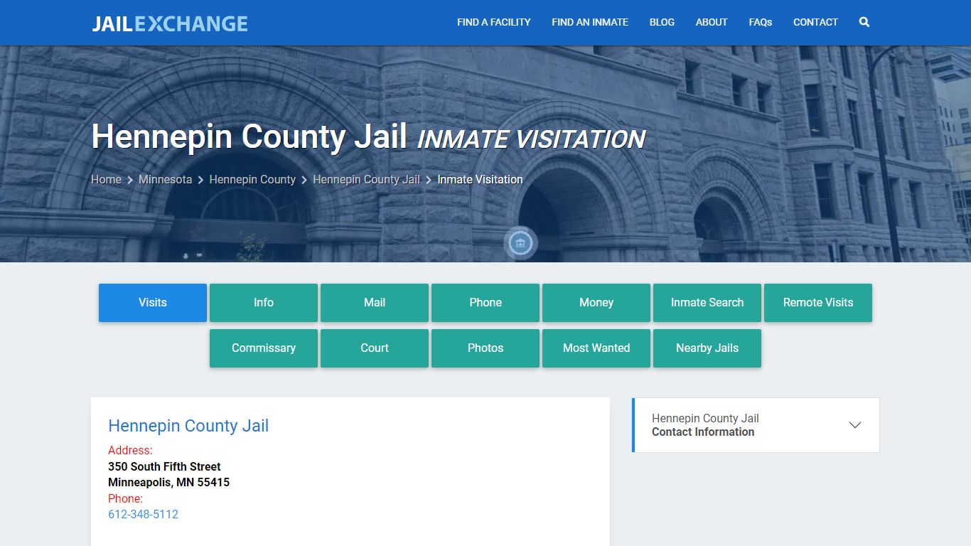 Inmate Visitation - Hennepin County Jail, MN - Jail Exchange