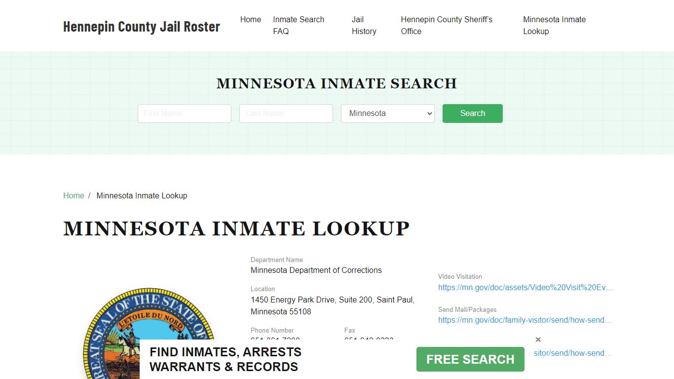Minnesota Inmate Search, Jail Rosters - Hennepin County Jail